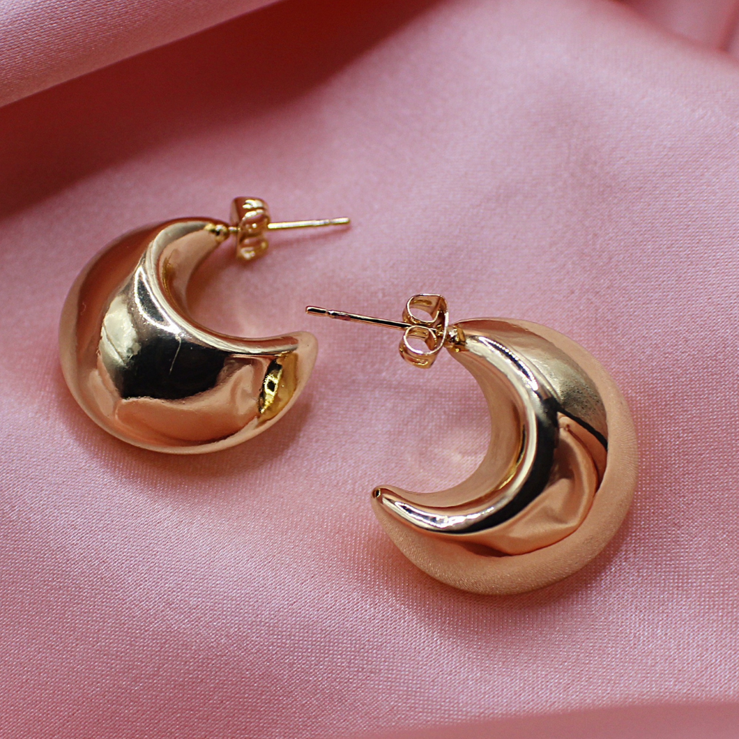 Gold Chunky Moon Earrings